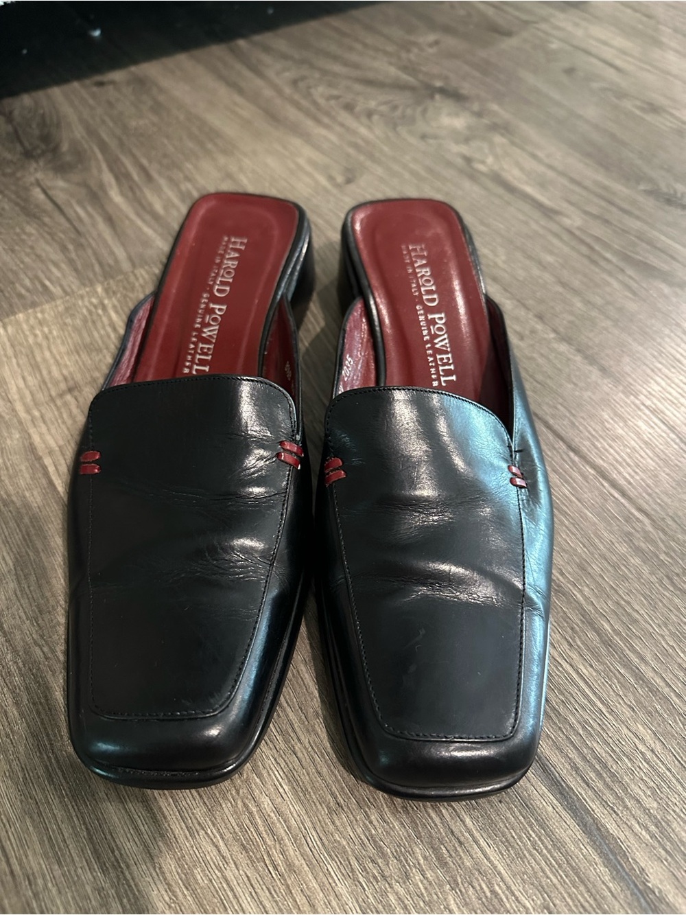 Black Leather Slip-On Loafers, Sz 8.5B - Picture 2 of 6